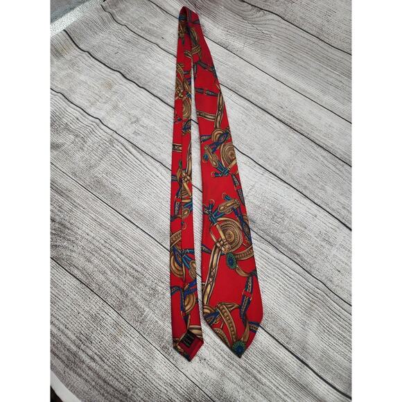 Gucci GG Tie Silk Red Men's DESIGNER NECKTIE ITALY EQUESTRIAN HORSEBIT - Picture 1 of 10
